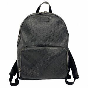 Gucci Backpack Guccissima Leather Black Silver